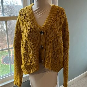 Nordstrom Mustard Cable Knit Cardigan